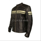 Classyak Men's Fashion Biker Leather Jacket Black